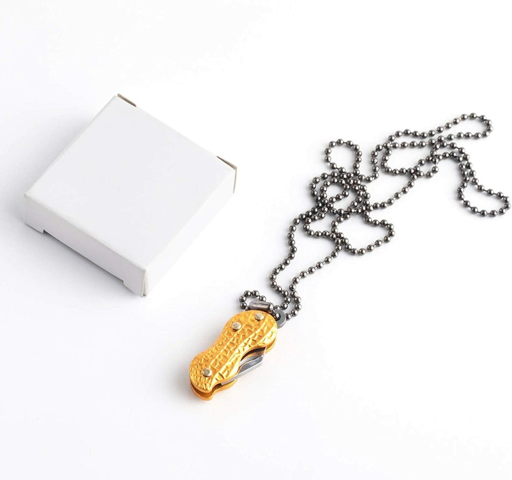 Multi-functional Peanut-Shaped Outdoor Portable Folding Knife Mini ( Gold ) Gift