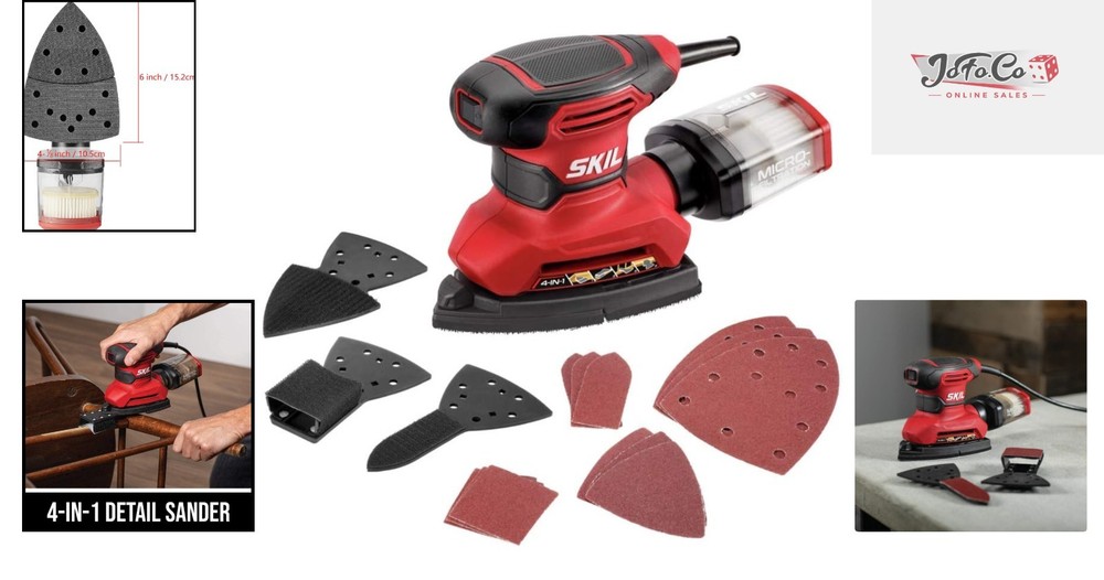 Corded Multi-Function Detail Sander - 3 Attachments & Micro-Filter Dust Box
