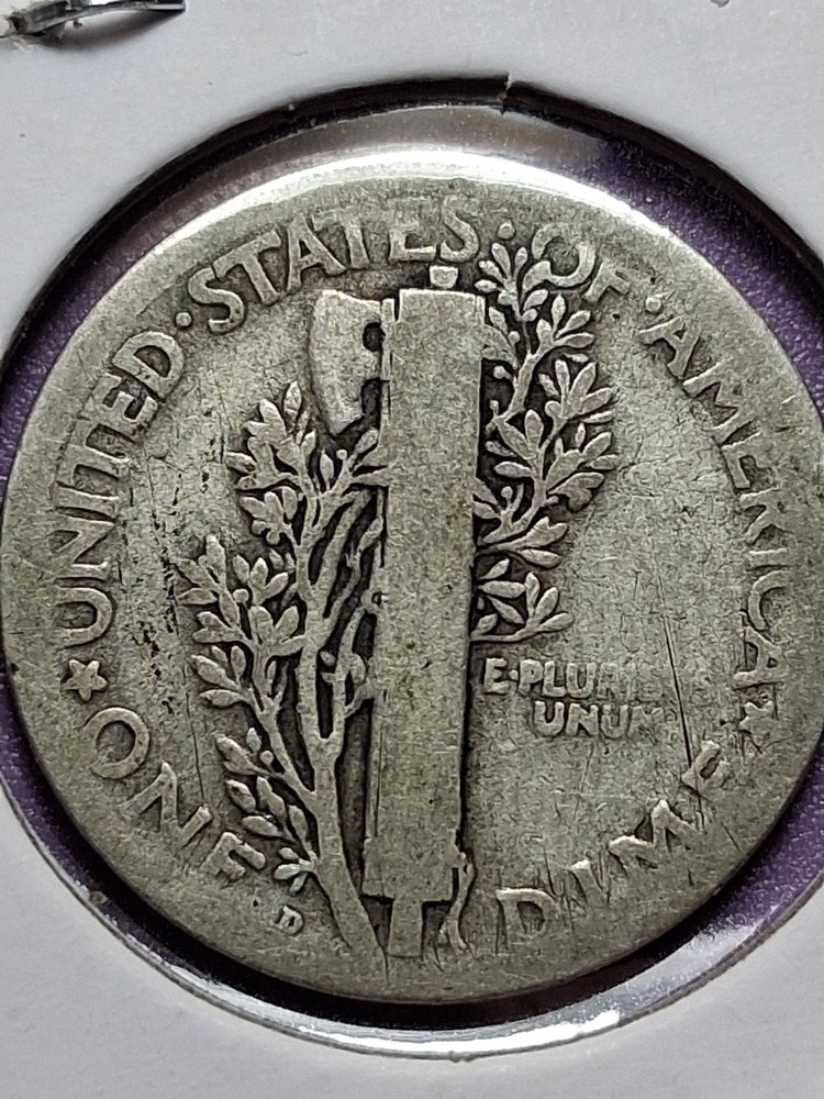 1921-D MERCURY DIME. GOOD CONDITION. KEY DATE.