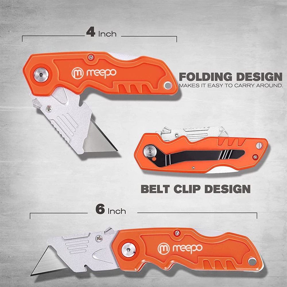 Box Cutter, 4-Pack Tough Folding Box Cutter for Heavy Duty Purpose, Razor Sharp