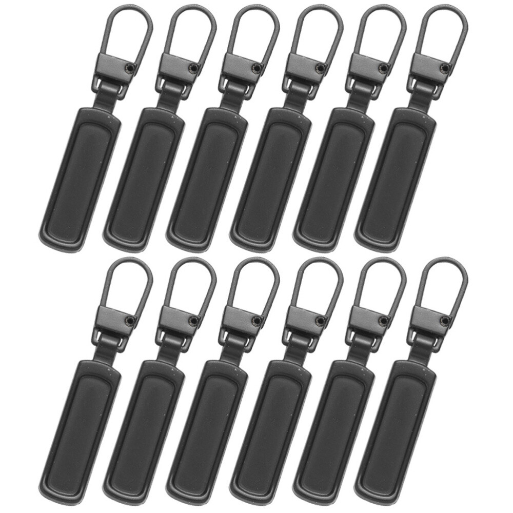 12PCS Convenient Zipper Slider Removable Sturdy Premium Black Zipper Puller