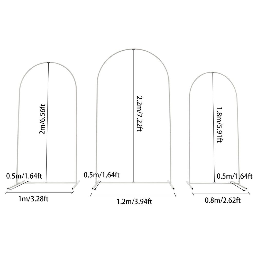 3X White Arch Backdrop Stand Set Wedding Arch Stand Backdrop Decor with Covers