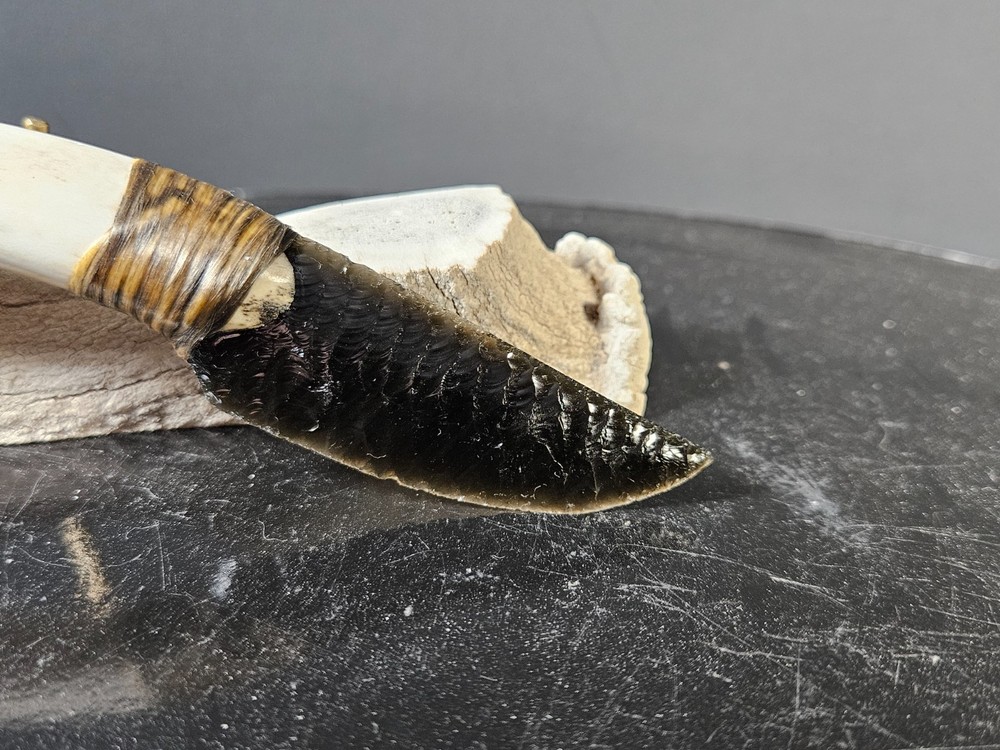 Black Obsidian Tine Knife~Arrowhead~Highest Quality~Sharp~Flint Knapping Art