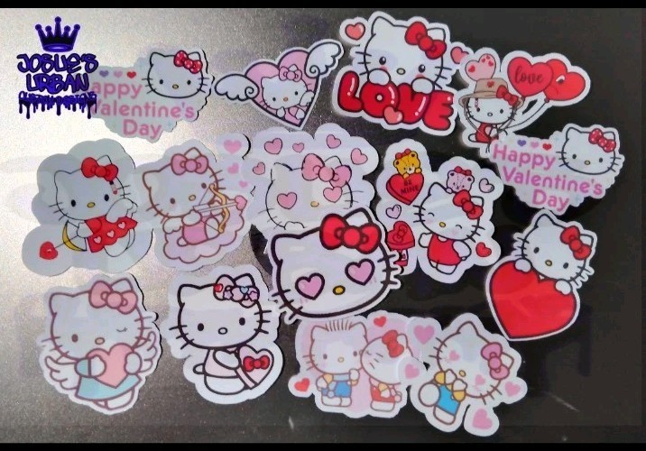 15pcs Valentines Day Kitty Glossy Stickers