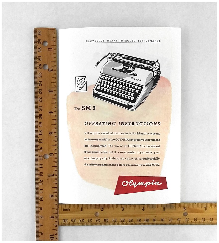 Olympia SM3 Typewriter Owner's User Instruction Manual Guide