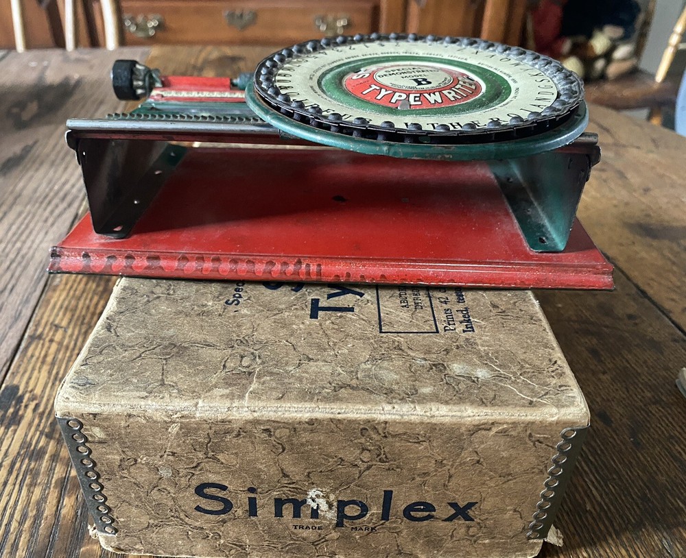 Antique Simplex Special Demonstrated Model B Typewriter Original Box