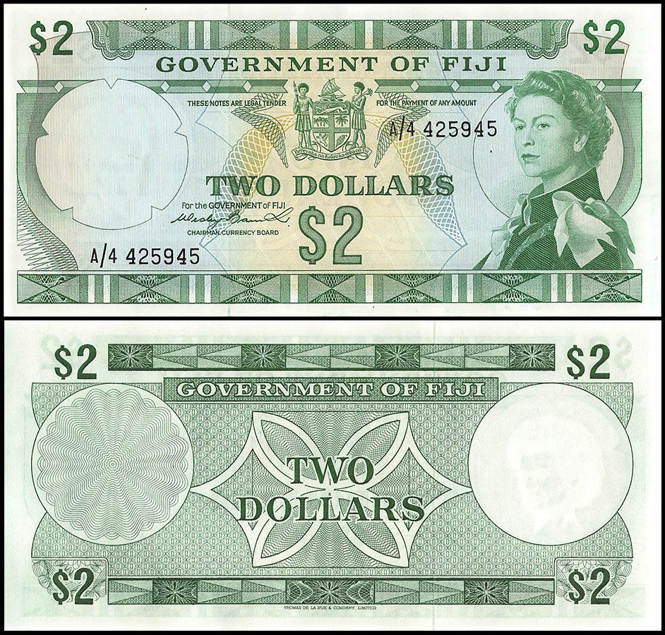 Fiji 2 Dollars, 1971 ND, P-66a, UNC