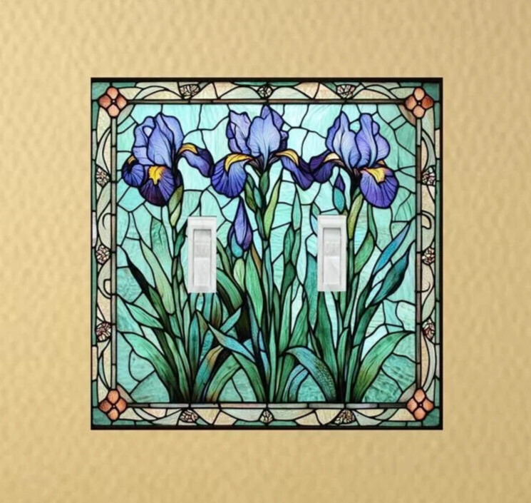 Stained Glass Iris design Light Switch Plate outlet covers rocker toggle
