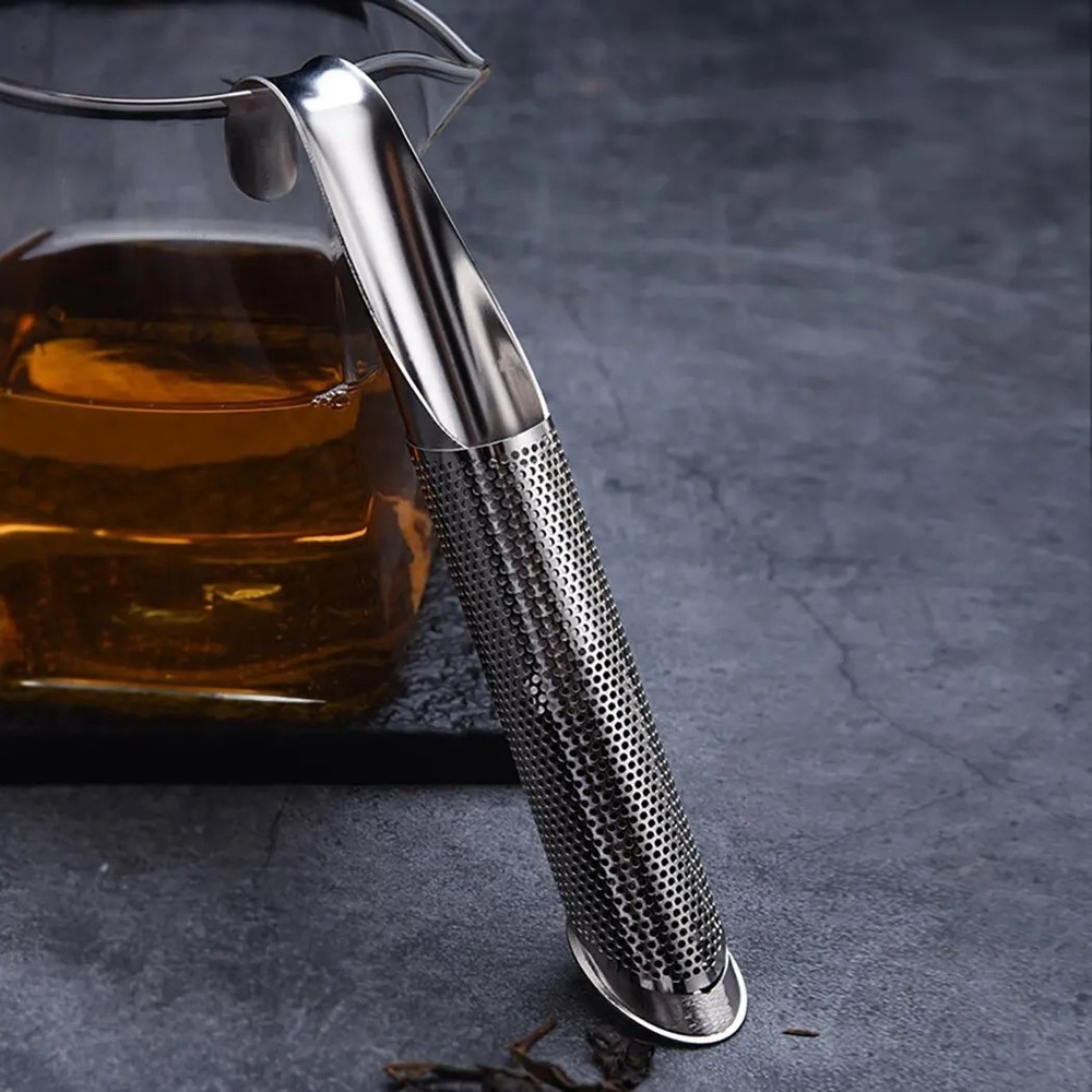Stainless Steel Tea Diffuser Stick Loose Leaf Infuser Strainer w/ Hook Handle