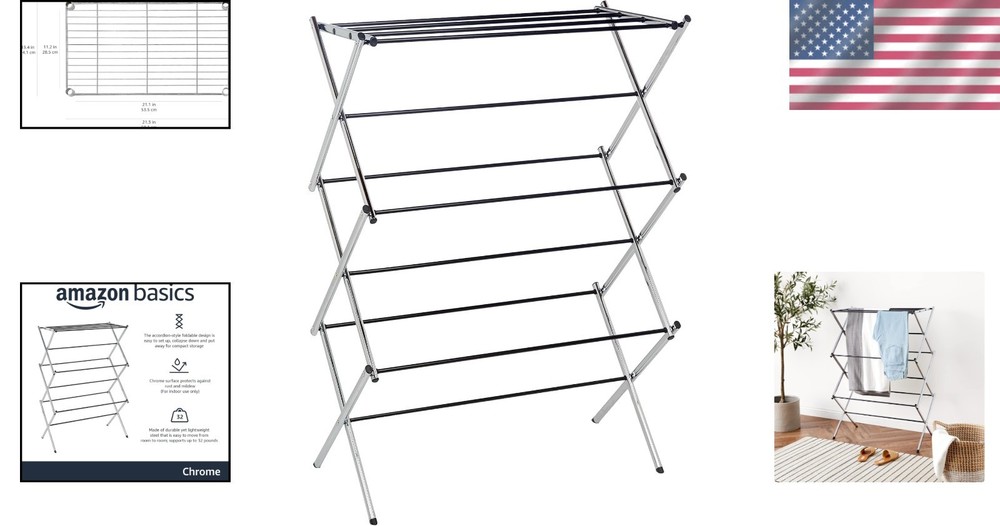 Durable & Portable Foldable Laundry Rack - Supports 32 lbs, Compact for Storage