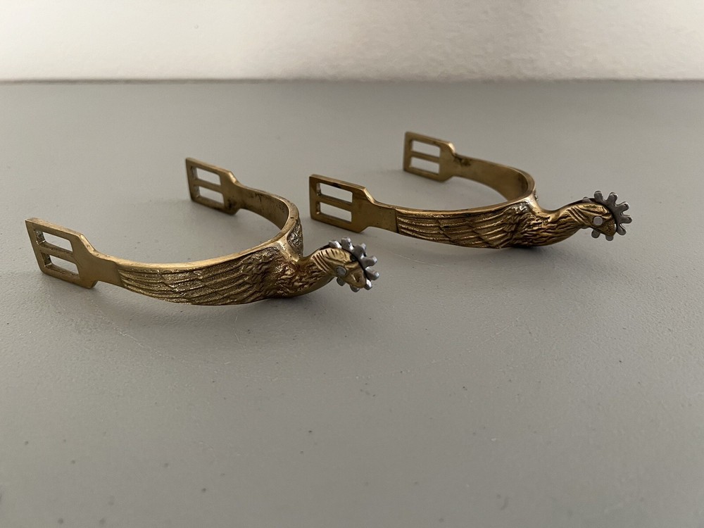 Western Vintage Single Solid Brass Spurs Set