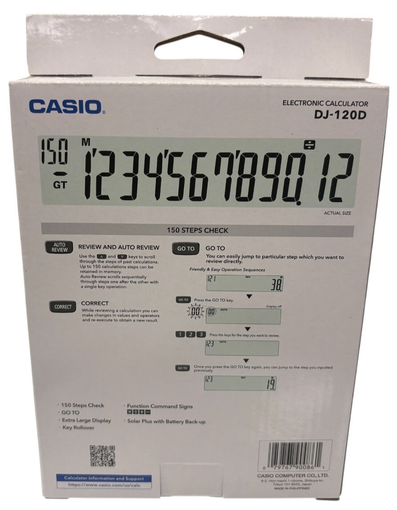 Casio Desktop check & correct DJ-120D Electronic Calculator