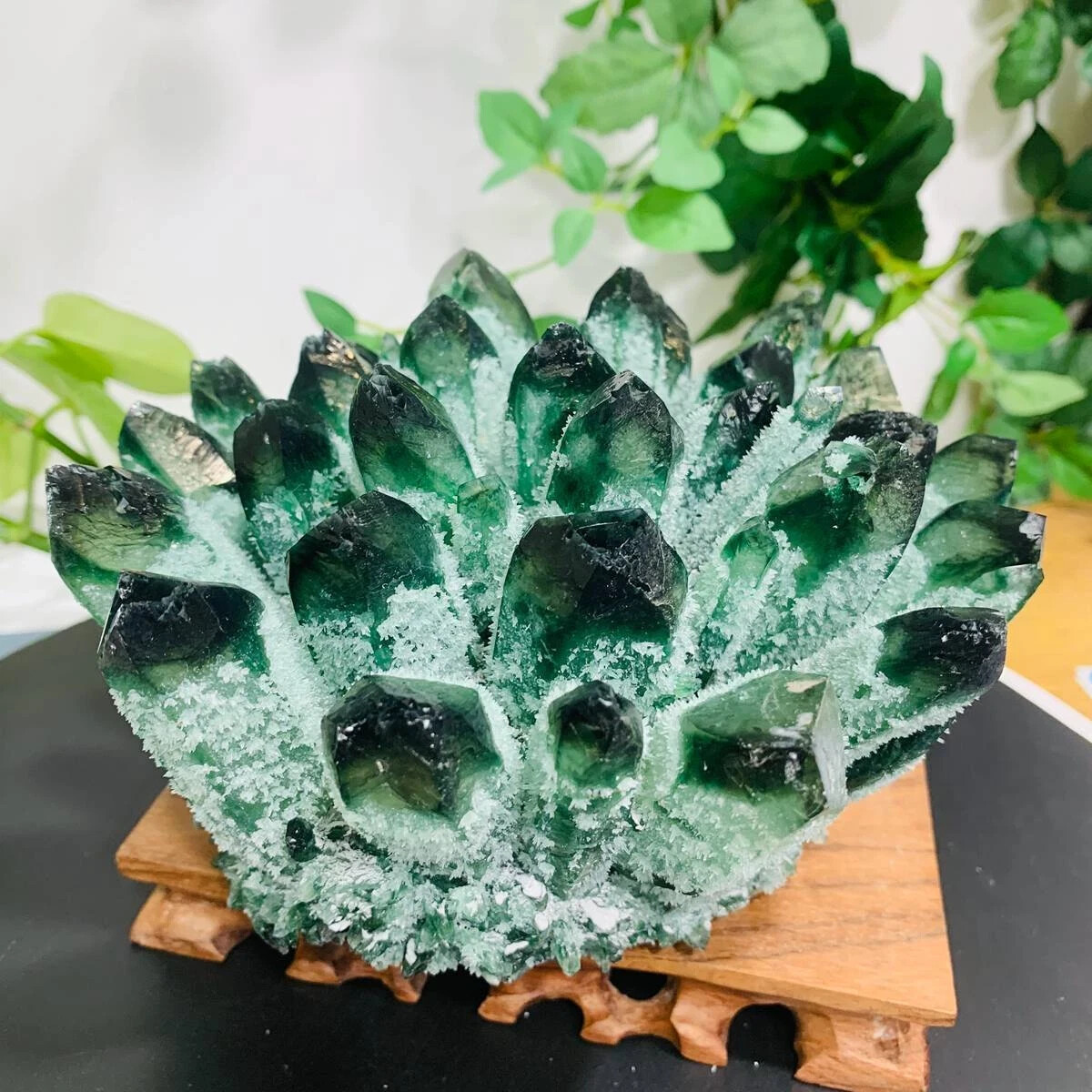 2025Rare Large Raw Green Ghost Crystal Cluster Natural Rough Geode Reiki Quartz