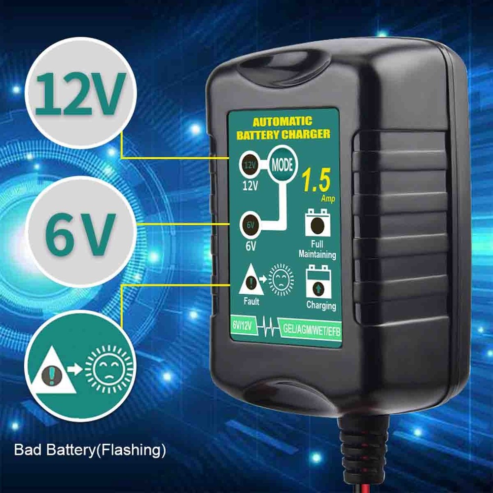 6V 12V Automatic Battery Charger Maintainer Motorcycle Trickle Float Portable