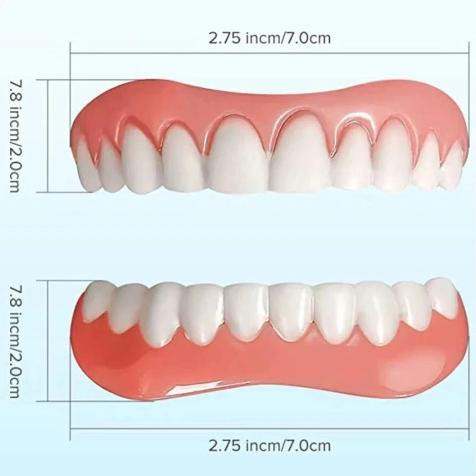 Silicone False Teeth Upper & Lower Smile Dental Veneers Dentures False Tooth