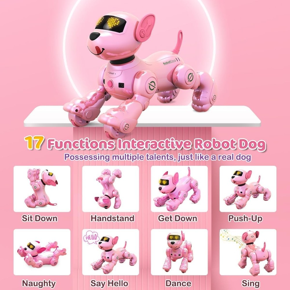 VATOS New Kids Smart Remote Control Robot Dog,17 Fun Interactive Functions Intel
