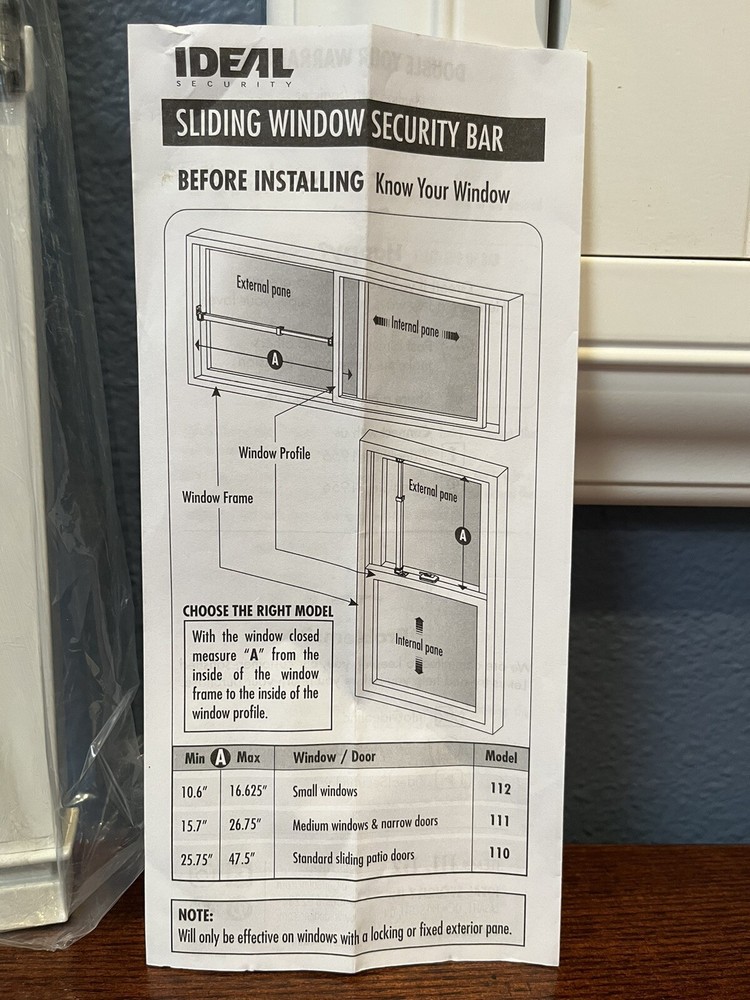 IDEAL Security Sliding Window Security Bar Child Proof Extendable NEW
