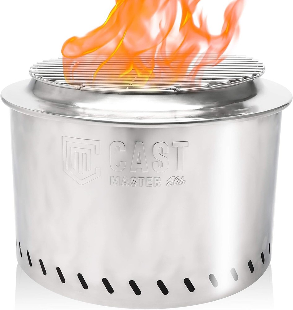 Smokeless Fire Pit Campfire Grill Cast Master BON 2000 Dual Purpose Bonfire Pit