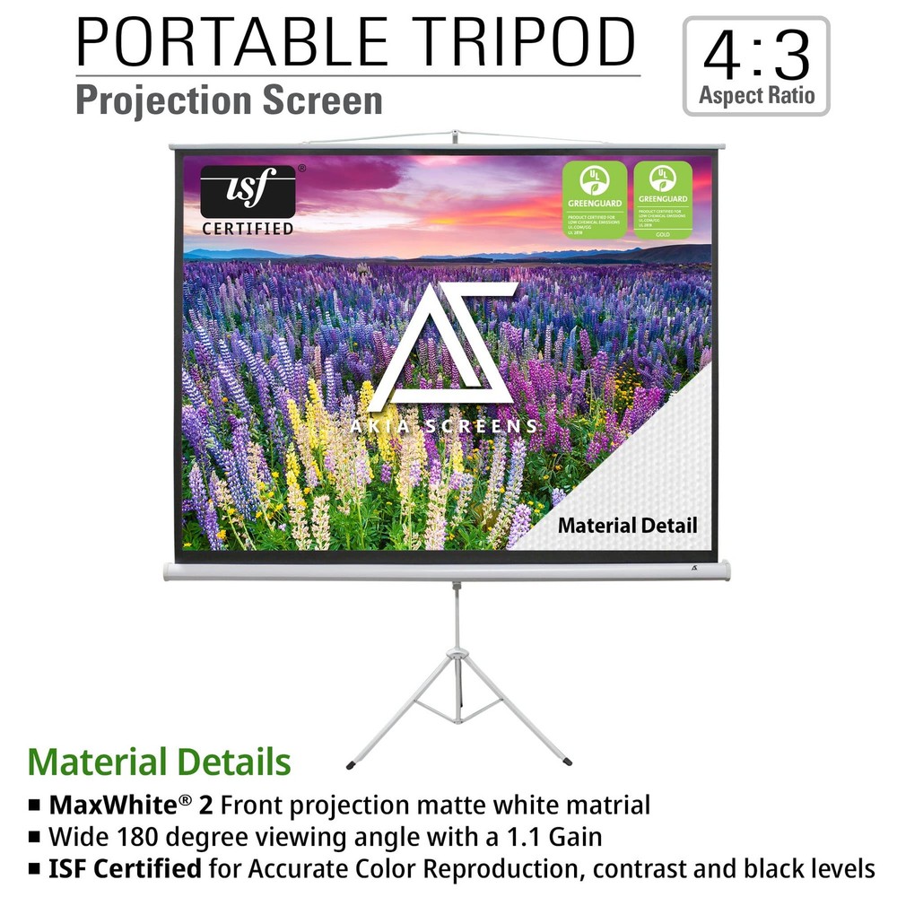 100 Inch Projector Screen with Stand, 4:3 HD, Tripod Pull-Up Portable Screen,...