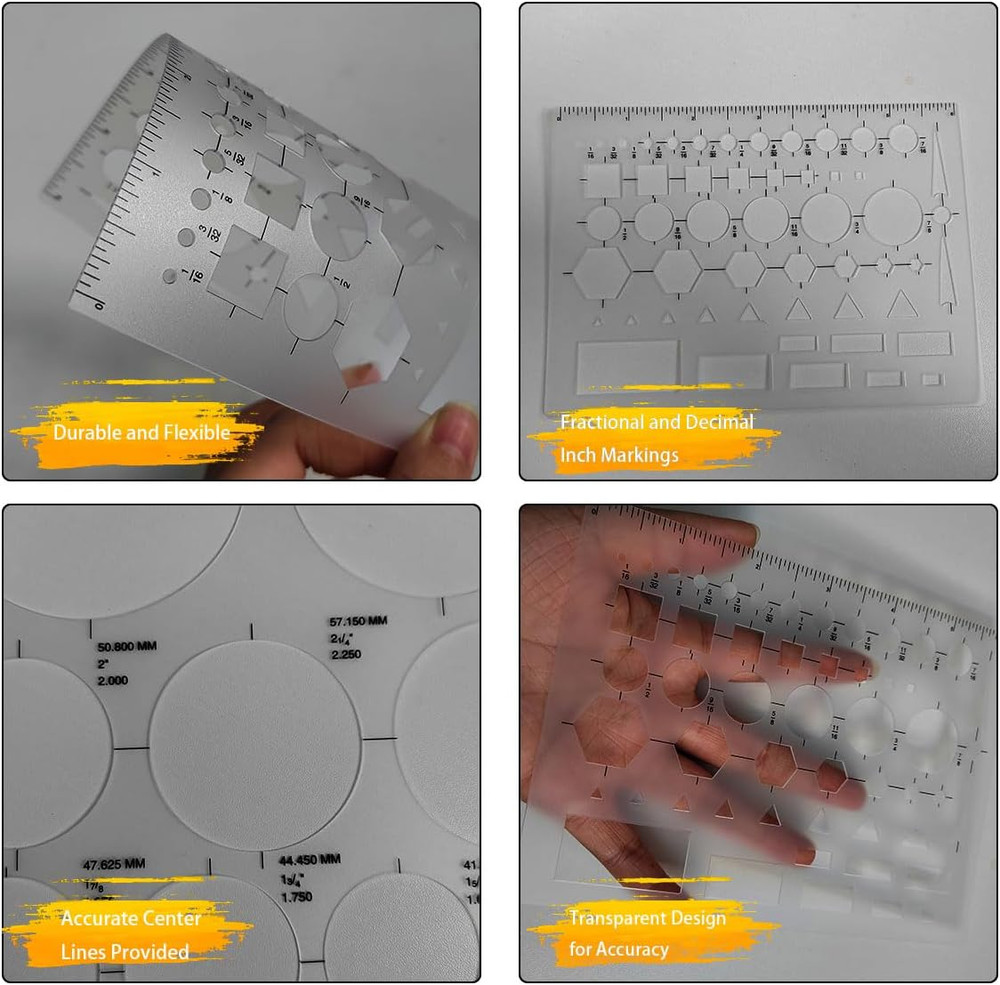 Circle Templates for Drawing - 3 Pack Drafting Stencils Measuring Tools, Circle