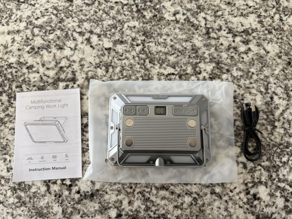 USB Rechargeable LED Work Light 7 Modes Camping Fishing Flashlight