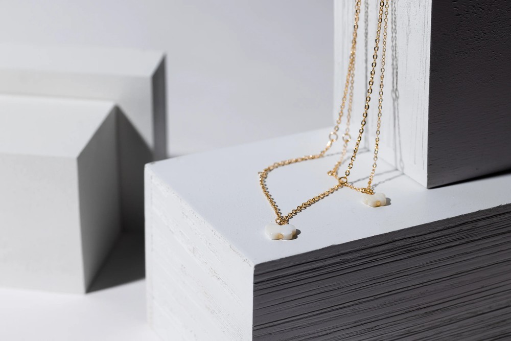 White 2 Row Butterfly Necklace