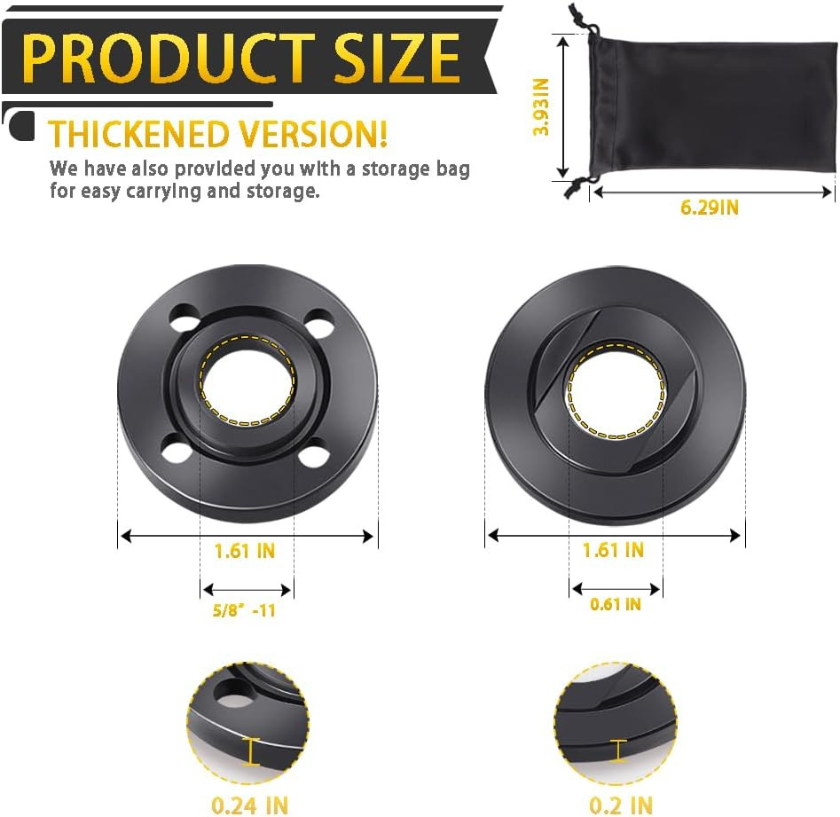 Premium 4PCS Angle Grinder Flange Nut Set with Storage Bag, Compatible Brands