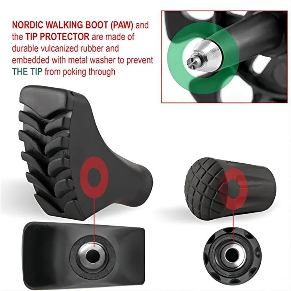 4pcs Rubber Trekking Pole Tips Boot - Walking Stick Tips Accessories, Rubber ...