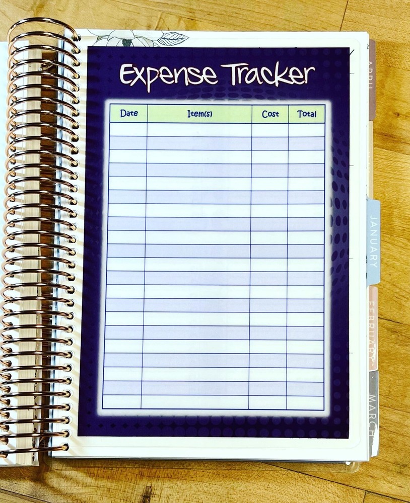 Expense Tracker Dashboard Insert 4 use with ErinCondren A5 Coil Spiral-