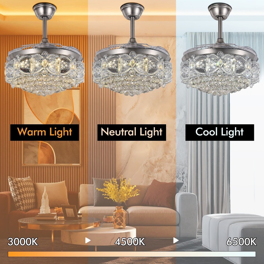 42" Ceiling Fan With Crystal Accents & Remote Control