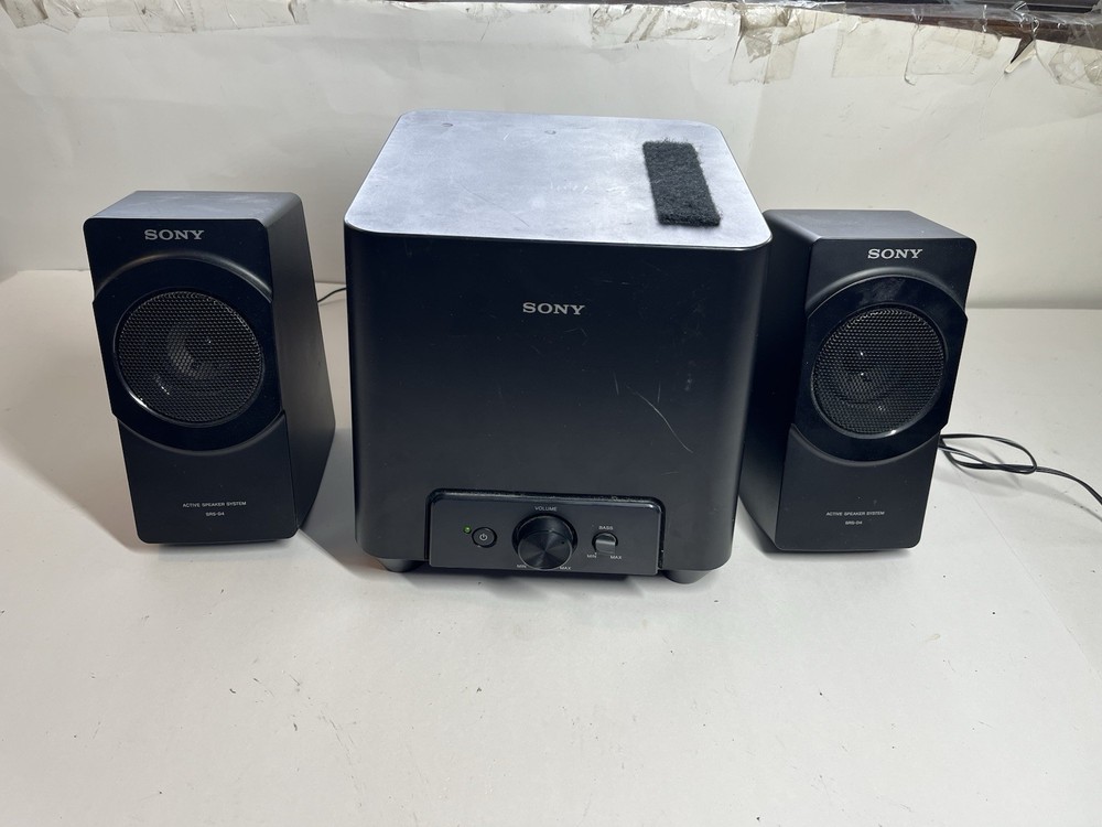 Sony Speakers SRS-D4 Computer 2.1 Sound Active System & Subwoofer Tested Working