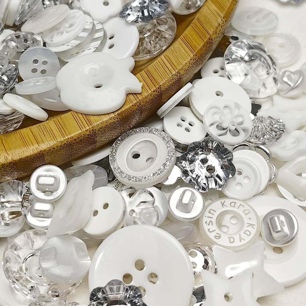 Random 100pcs Plastic Buttons Small DIY Sewing Craft Accessory (White)