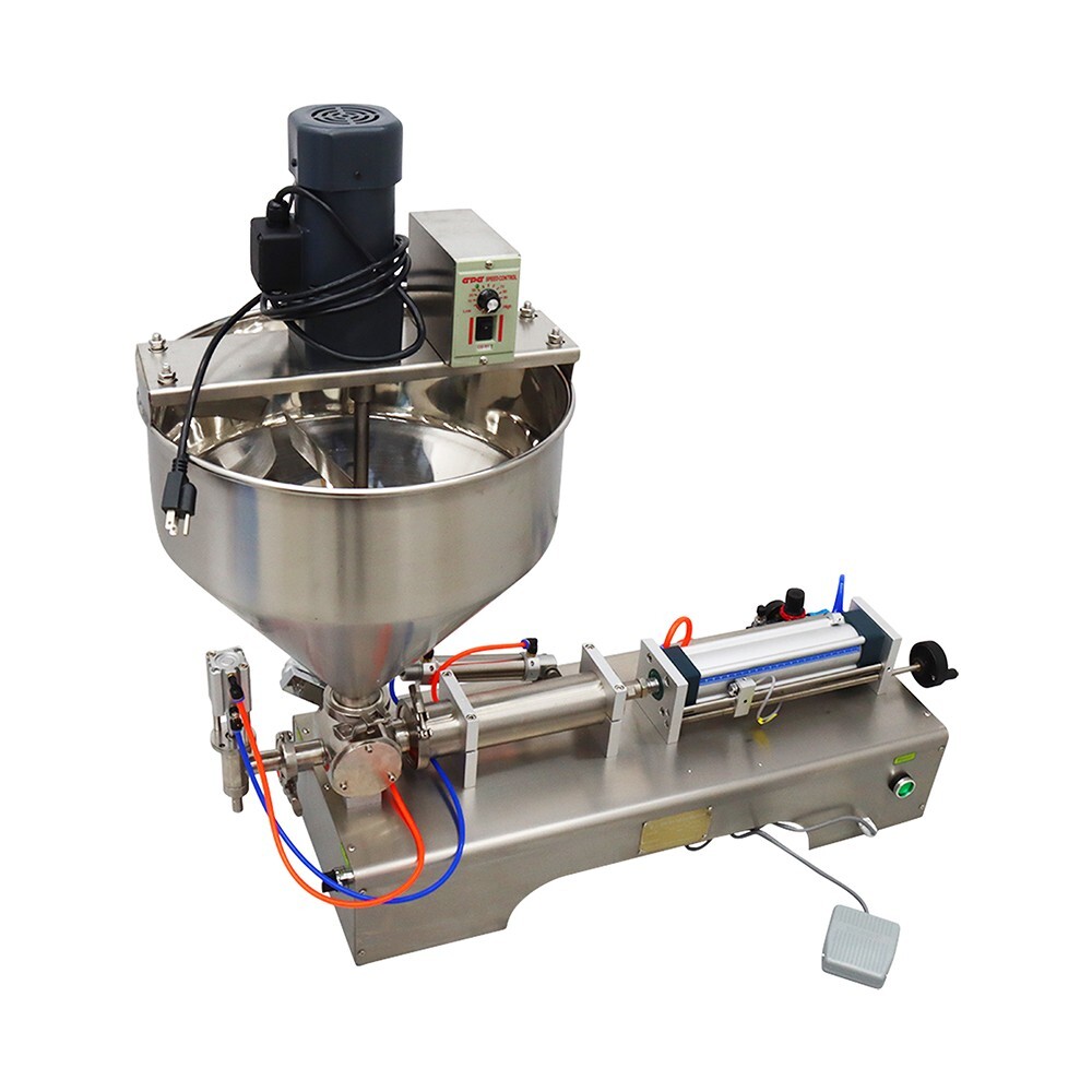 110V 100-1000ml Paste Liquids Filling Machine Piston Mixing Hopper Pneumatic