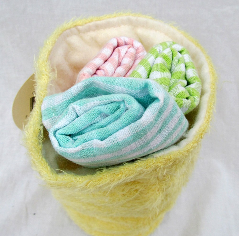 Spring Easter Chick Plush Bag Container & Kitchen Towel Set Dish Hand Tea Cloth
