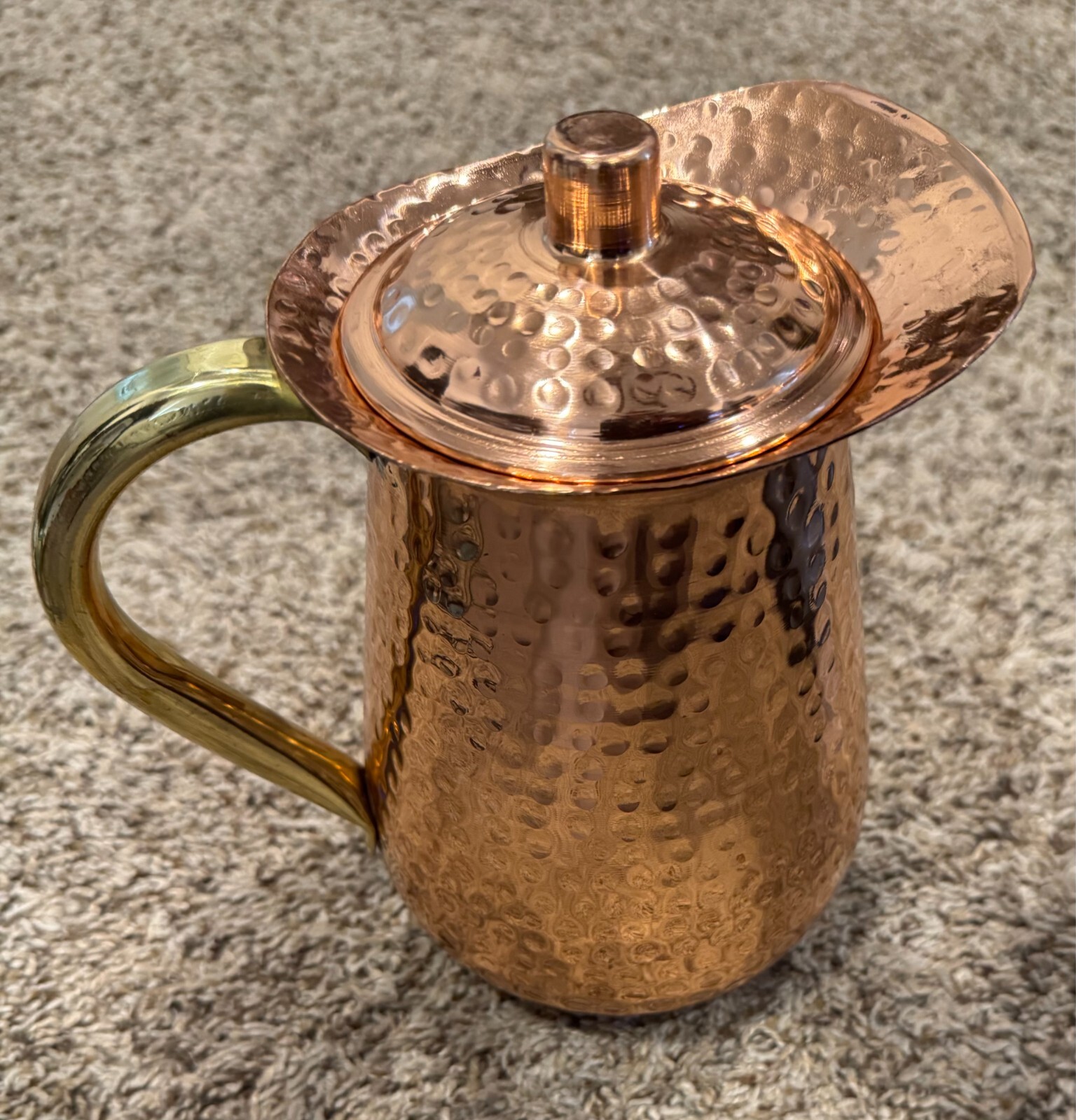 NEW Copper Water Pitcher Jug With Lid - 10" total height, 2000ml, 2L Capacity