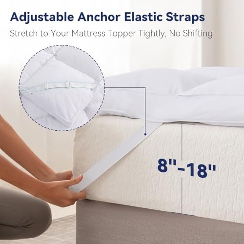 3 Inch Goose Feather Mattress Topper,Feather Bed Topper,Mattress Full White