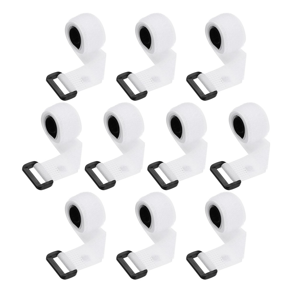 10pcs Reusable Cinch Straps 0.8"x14" Hook and Loop Cable Securing Straps, White
