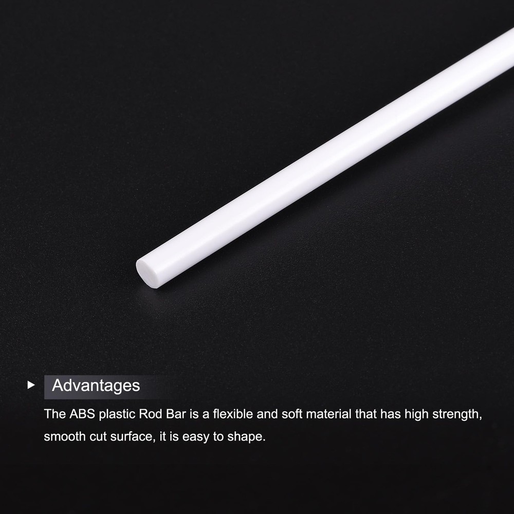 10 PCS 8x500mm White ABS Plastic Round Solid Rod Bar for DIY Model Craft