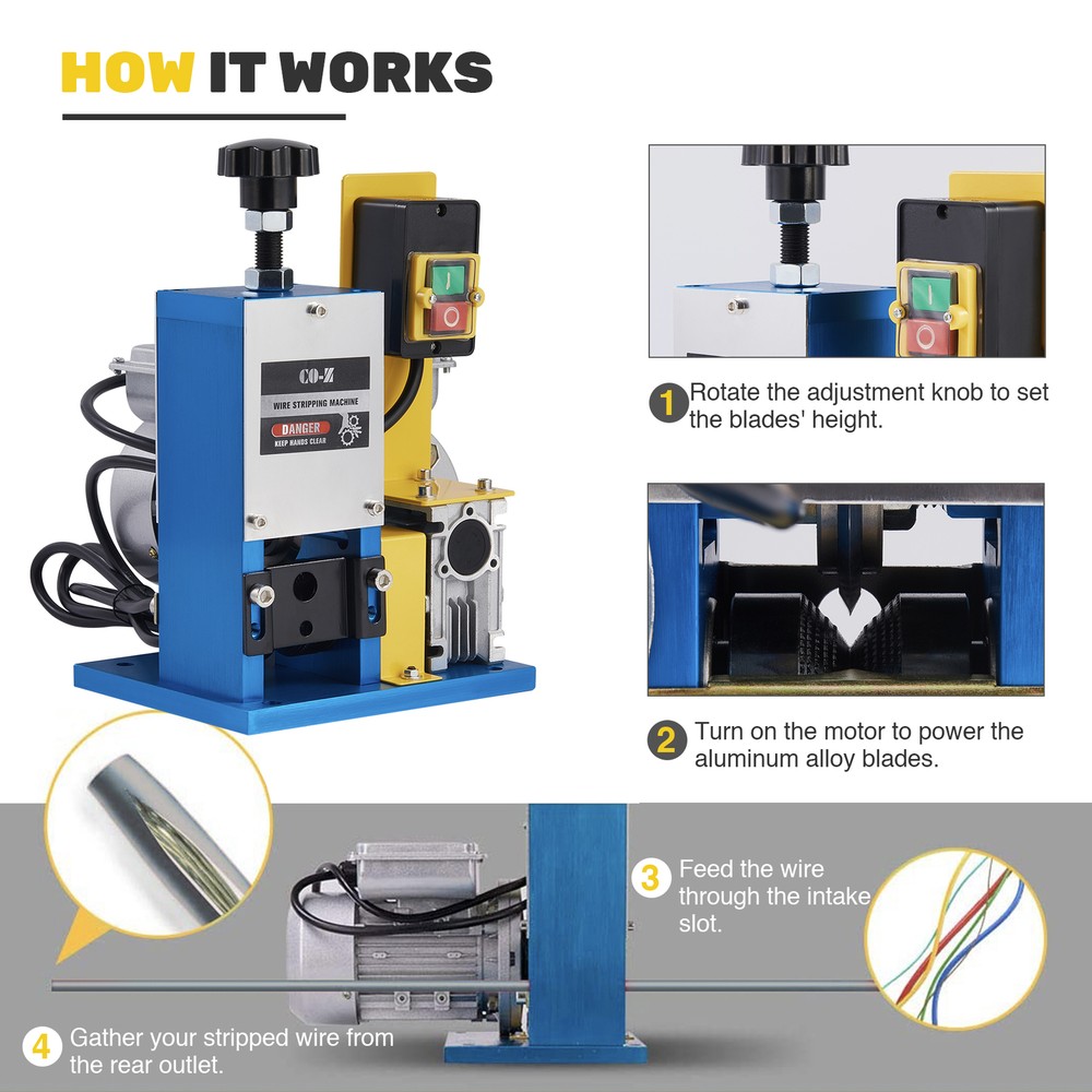 Electric Wire Stripping Machine Copper Cable Peeling Stripper Metal Recycle Tool