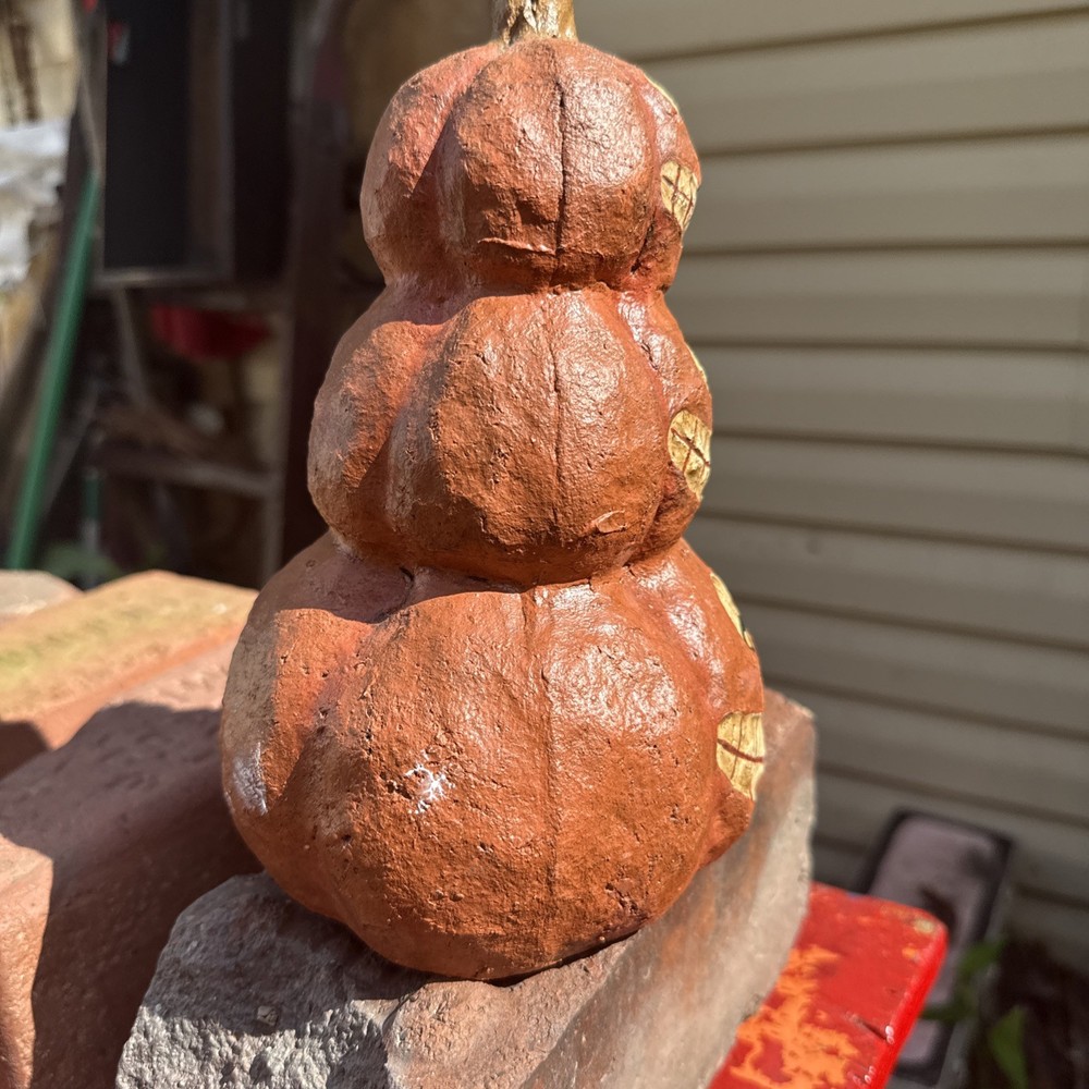 Jack O Lanterns Pumpkins Stack Handmade Resin 8.5” Paper Composite