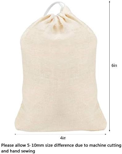 50Pcs Cotton Drawstring Bags, Reusable Muslin Bag Natural Cotton Bags with Draws