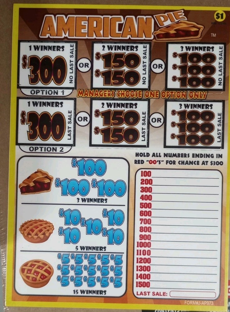 AMERICAN PIE 973ct Single Pull Tab Game
