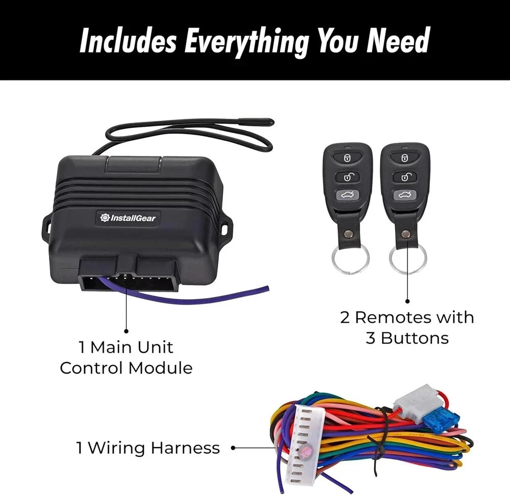 Car Keyless Entry System - Trunk Pop with Two 3-Button Remotes-Keyless Entry