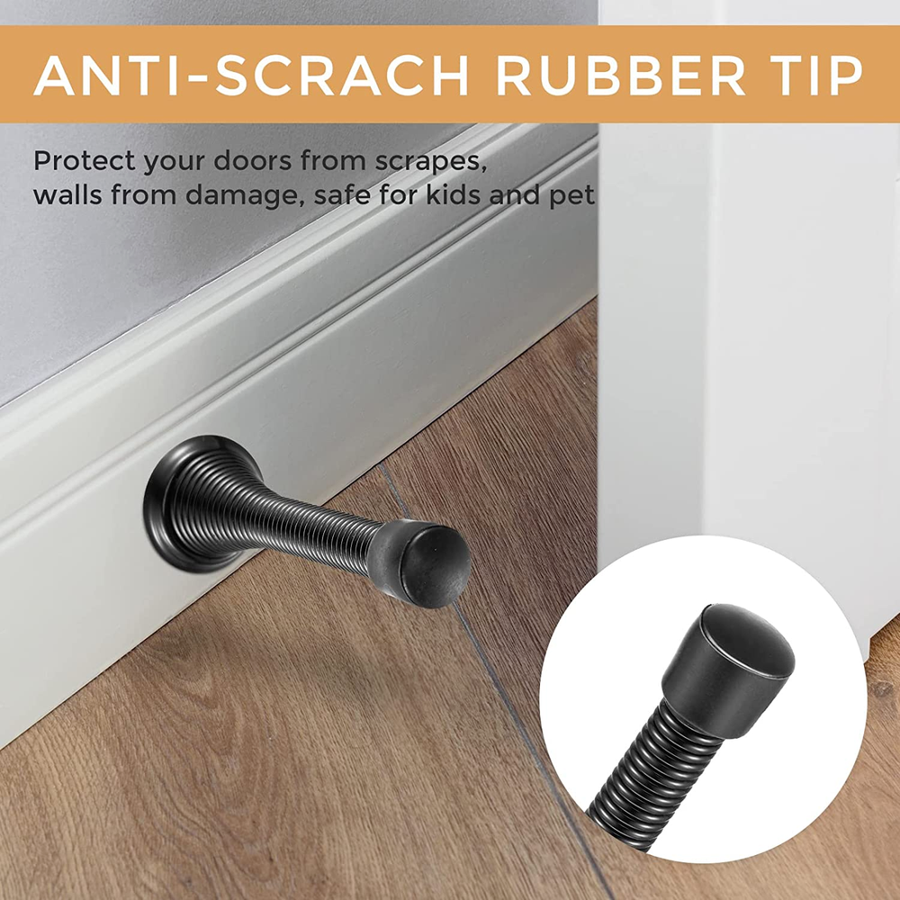 10 Pack Black Door Spring Stopper with Bumper Rubber Tip Stopper