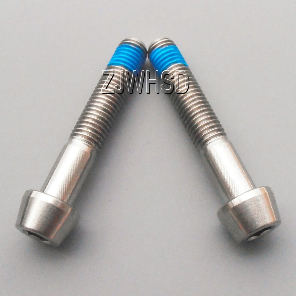 2pcs M7 x 40 Ti Titanium Screw Bolt Allen hex Taper Socket Cap Head+Threadlocker