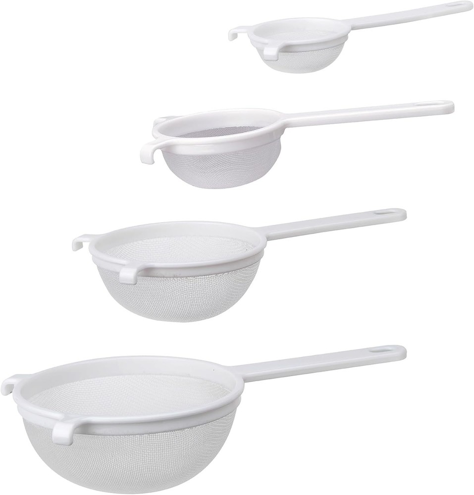 4-Piece Double-Ear Fine Mesh Strainer Set for Effortless Sifting & Straining