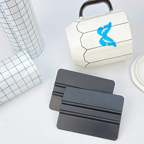 2Pack Black Vinyl Squeegee 4Inch Plastic Smoothing Scraper blue hard 5Pcs