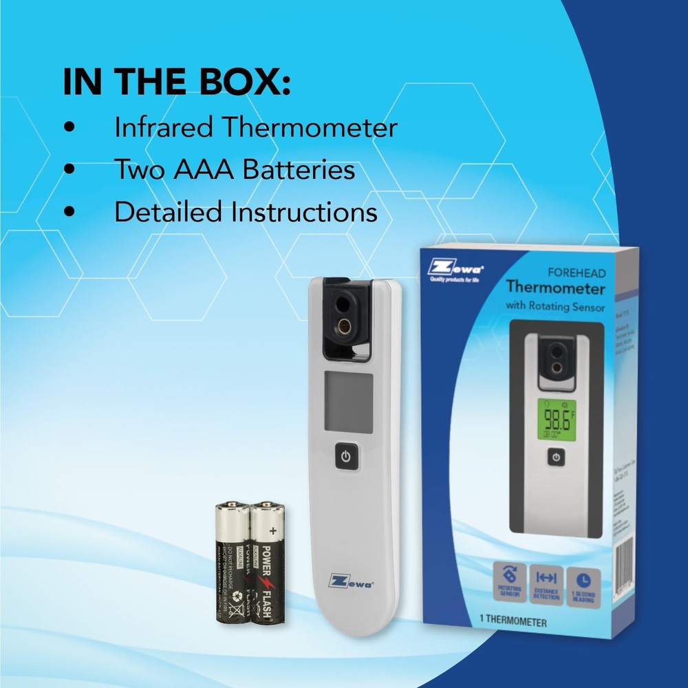 Zewa 4-Way Rotating Infrared Thermometer | Forehead Non-Touch Technology | Fa...