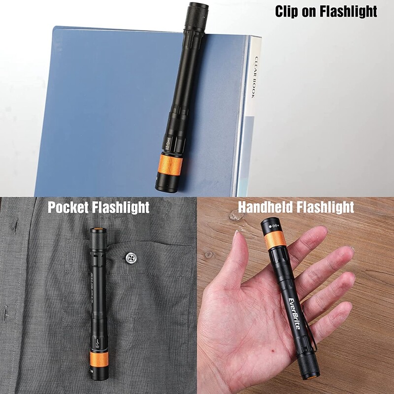 EverBrite Rechargeable Pen Light Zoomable Handheld Flashlight 4 Lighting Modes