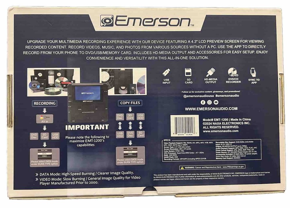 Emerson Multi Function Media Recorder